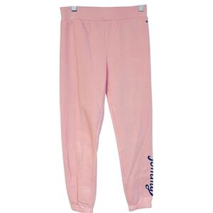 Tommy Hilfiger Girls Size 8 Medium Pink Sweatpants Elastic Cuffs Relaxed Fit